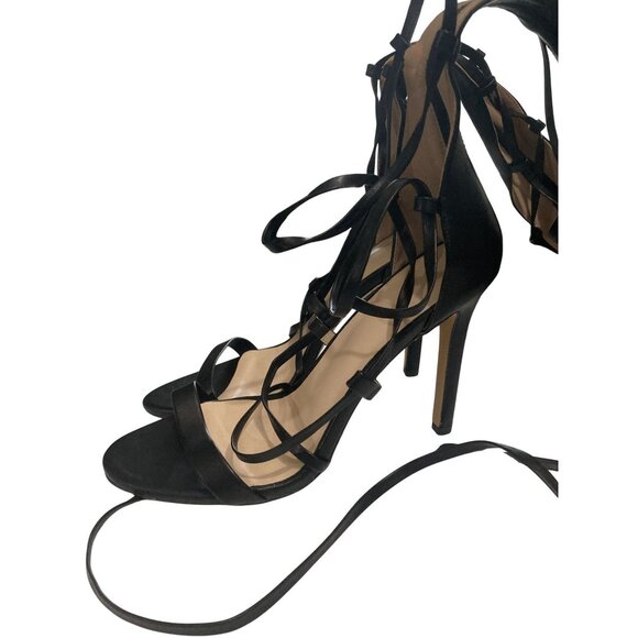 Unbranded women size 8.5 knee high Black Strappy Zipper High Heel Sandals - Picture 2 of 7